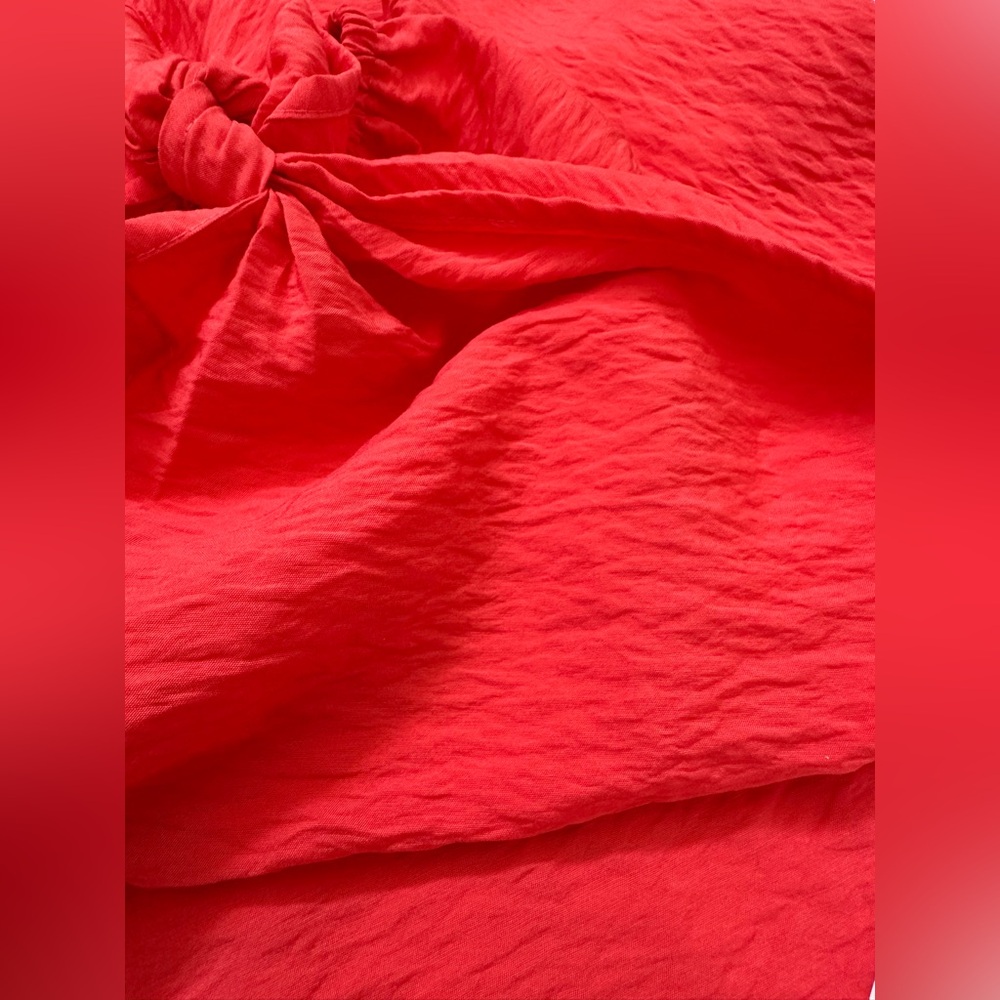 Michael Kors Red Button-Down Shirt with Tie Front - Picture 5 of 8